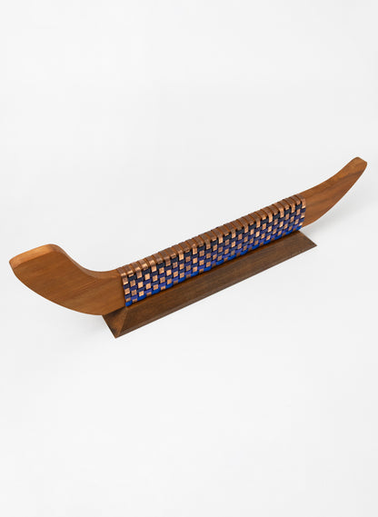 Blues and Copper Waka on Plinth