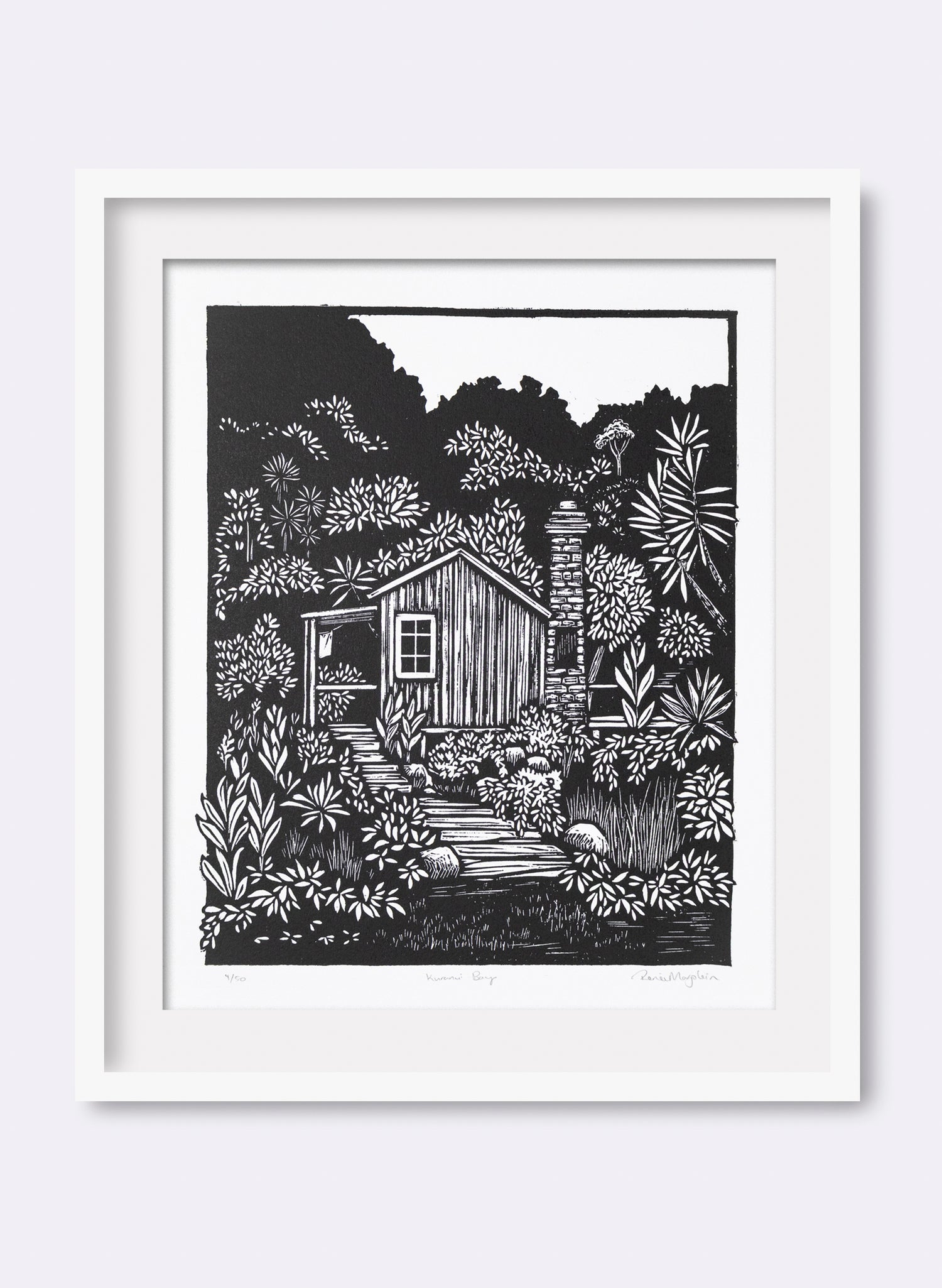 Kuranui Bay - Wood Cut Print