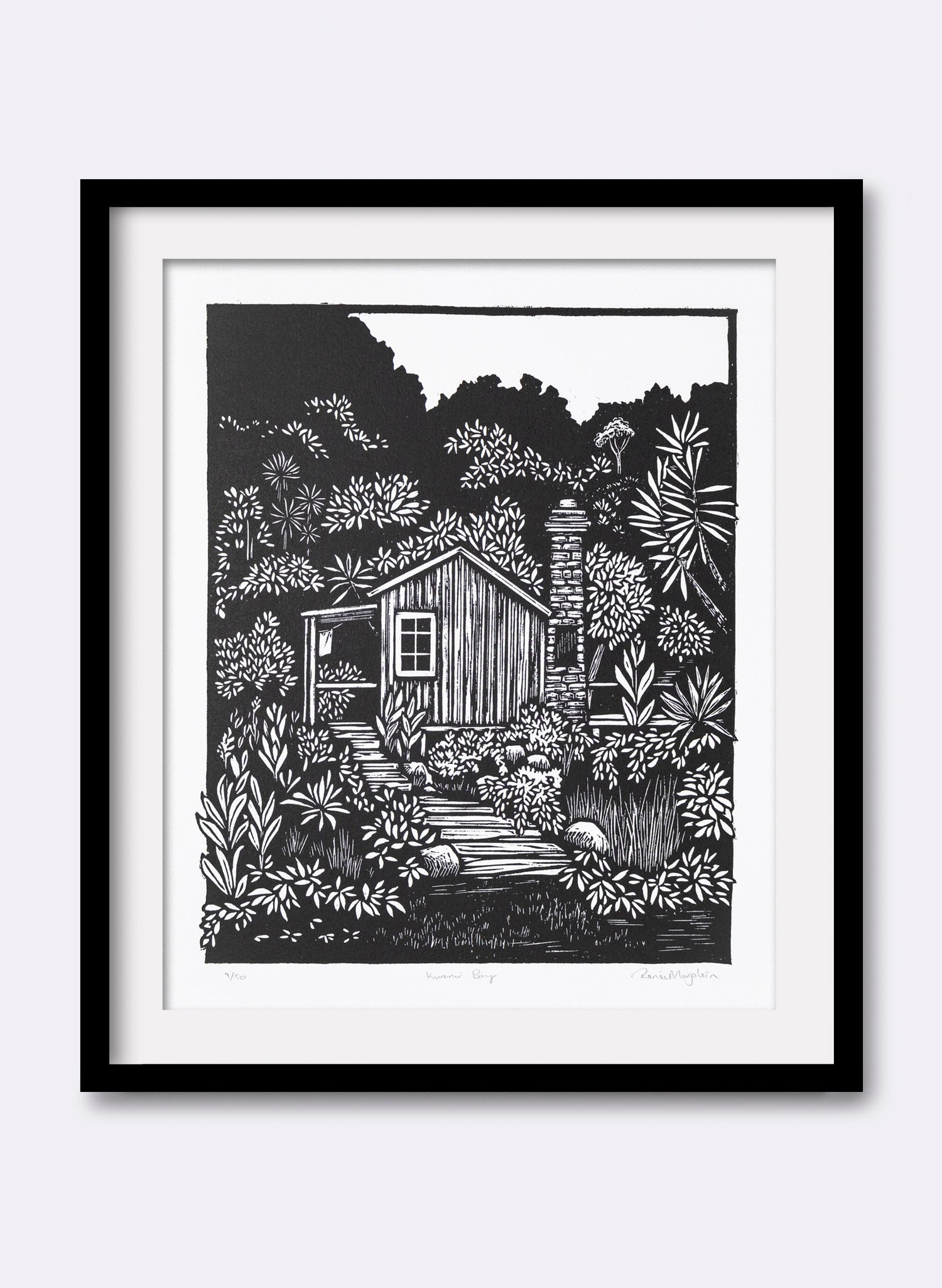 Kuranui Bay - Wood Cut Print