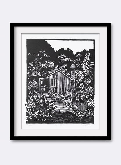 Kuranui Bay - Wood Cut Print