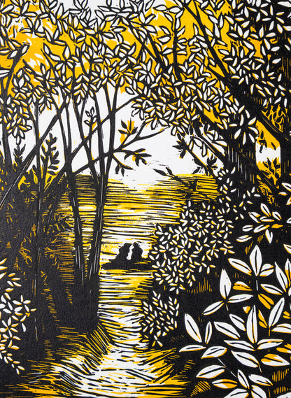 Golden Bay (Orange) -  Wood Cut Print