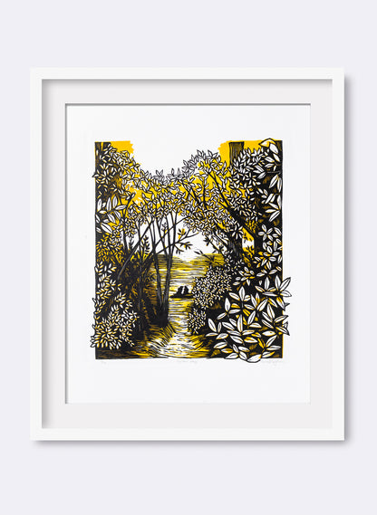 Golden Bay (Orange) -  Wood Cut Print