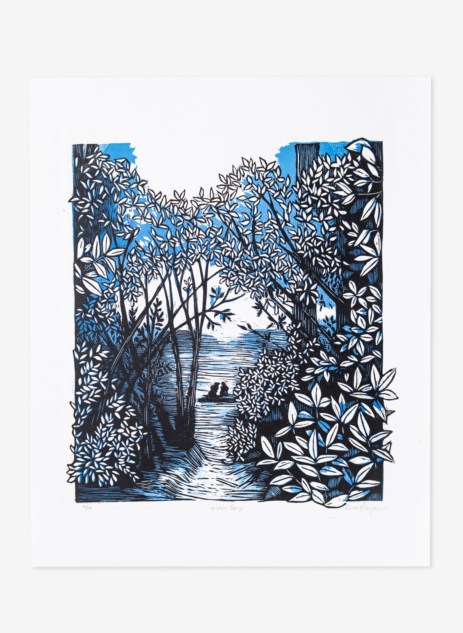 Golden Bay (Blue) -  Wood Cut Print