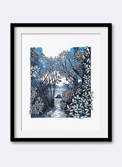 Golden Bay (Blue) -  Wood Cut Print