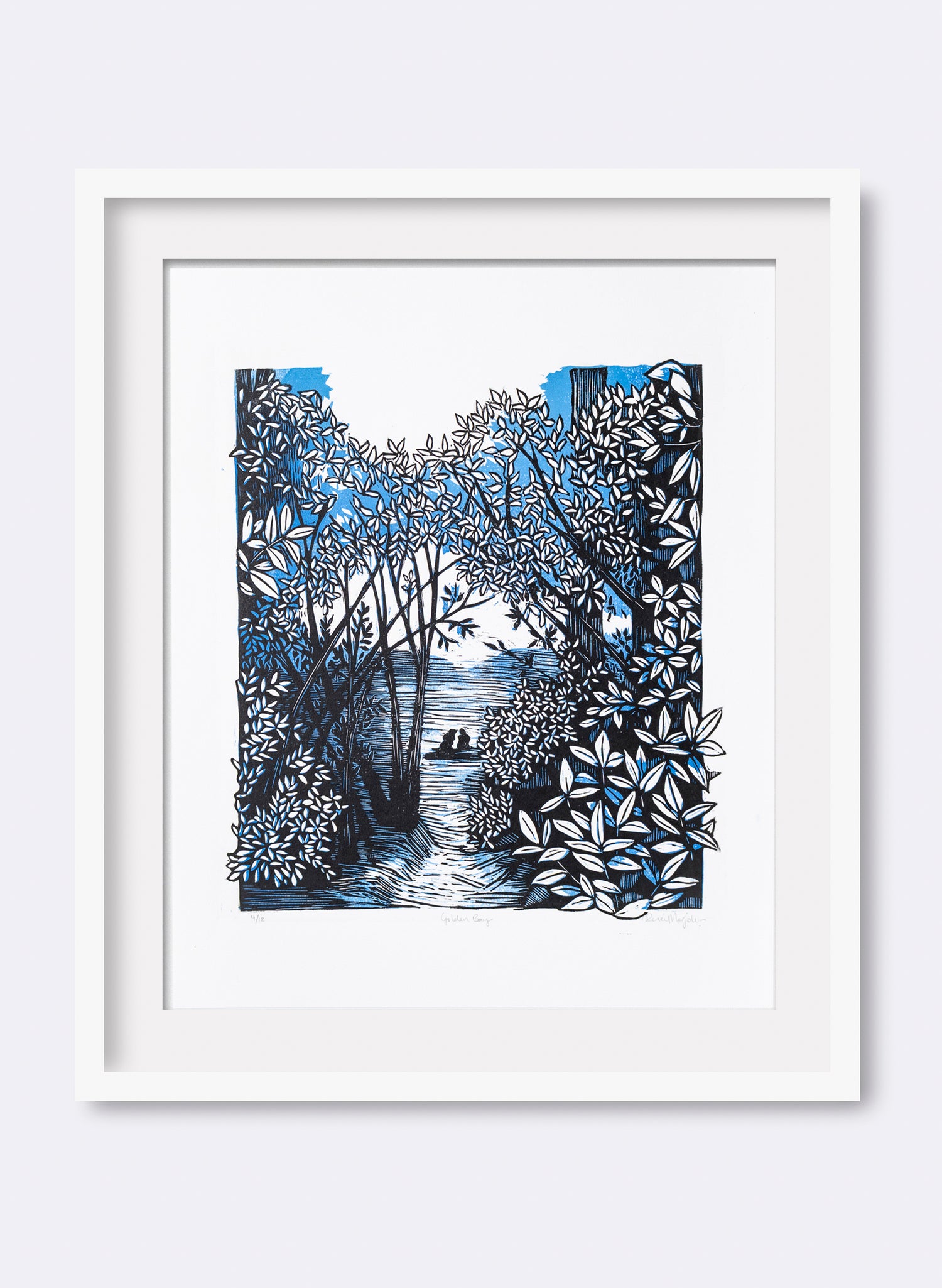 Golden Bay (Blue) -  Wood Cut Print