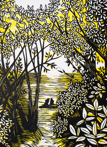 Golden Bay (Yellow) -  Wood Cut Print