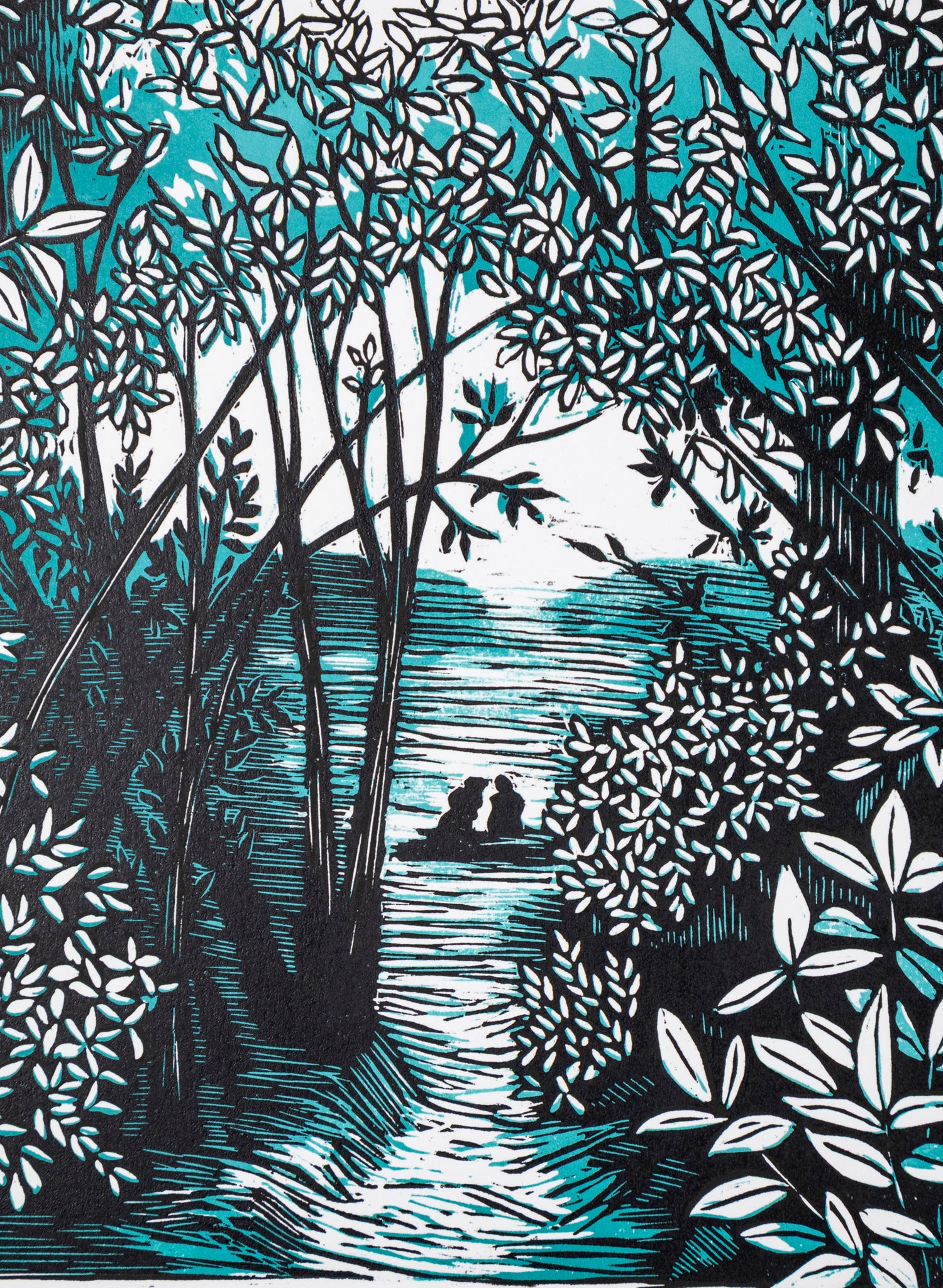 Golden Bay (Teal) -  Wood Cut Print