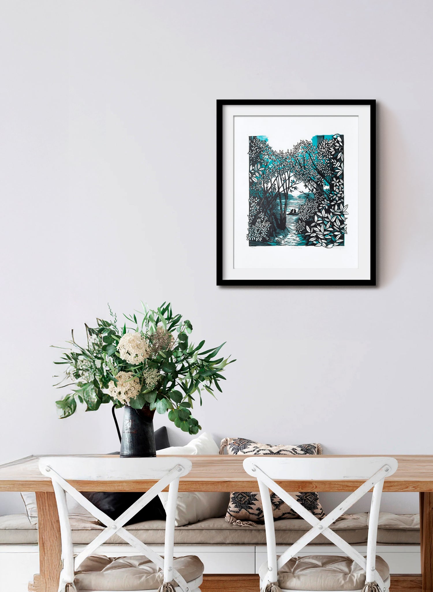 Golden Bay (Teal) -  Wood Cut Print