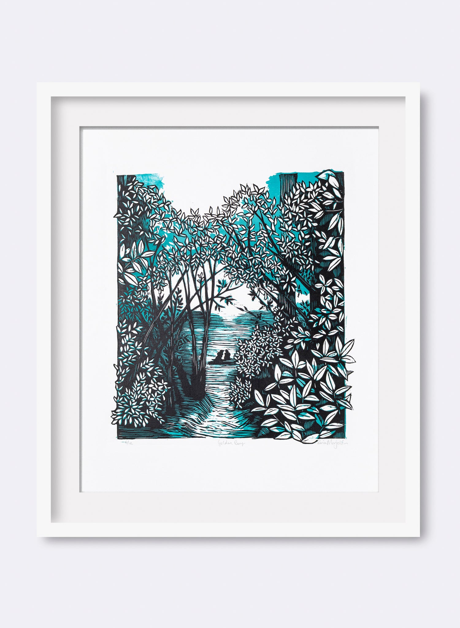 Golden Bay (Teal) - Wood Cut Print