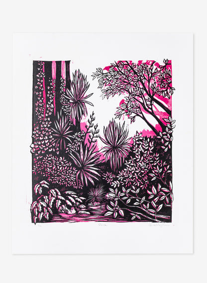 Pause (Pink) -  Wood Cut Print