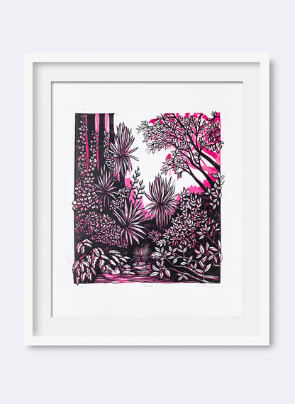 Pause (Pink) -  Wood Cut Print