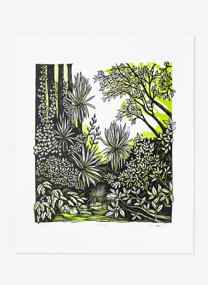 Pause (Green) -  Wood Cut Print
