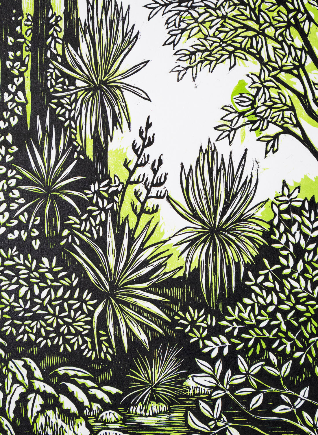 Pause (Green) -  Wood Cut Print