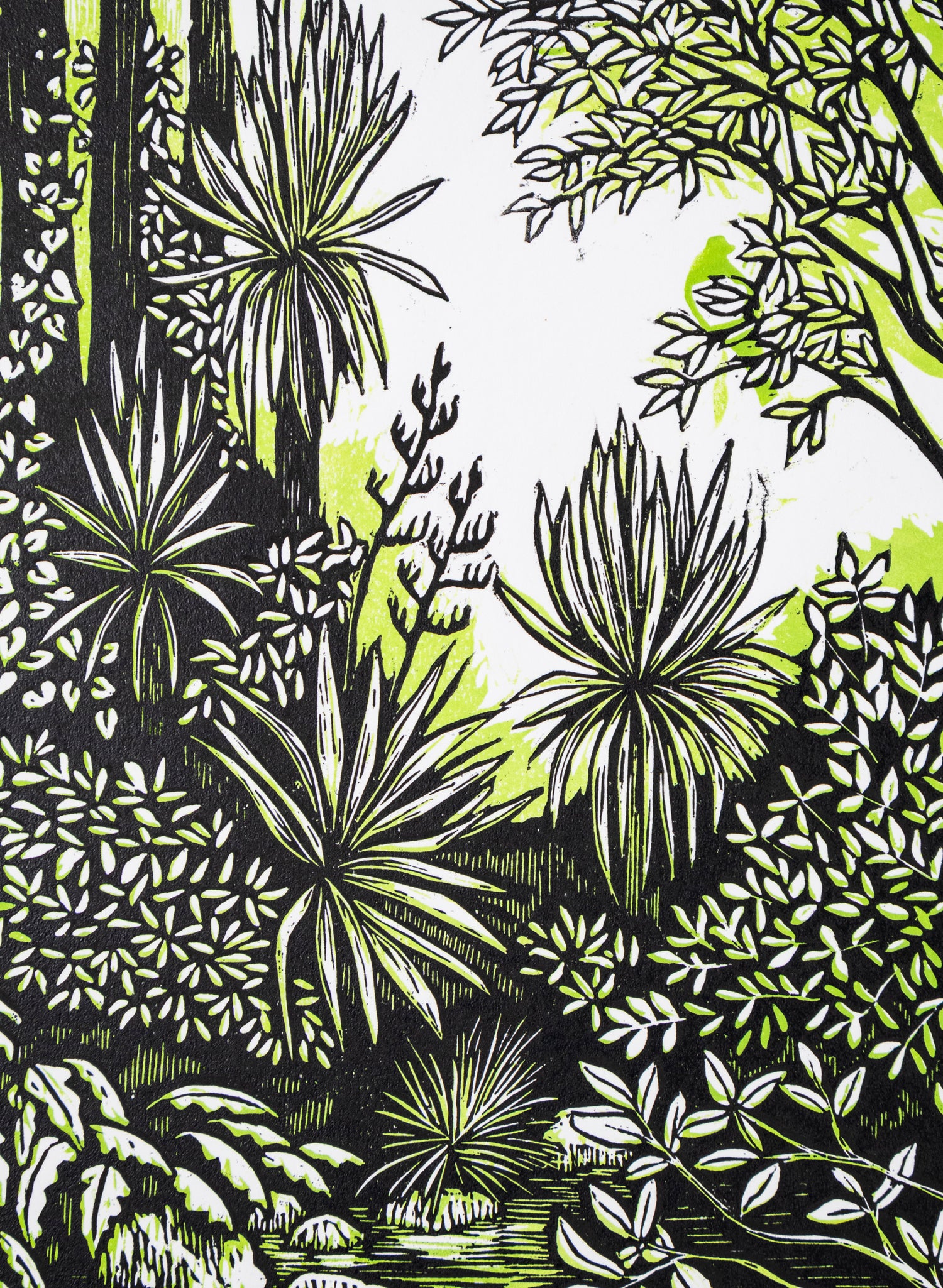Pause (Green) -  Wood Cut Print