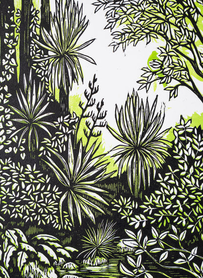 Pause (Green) -  Wood Cut Print