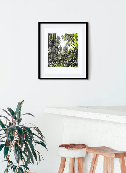 Pause (Green) -  Wood Cut Print