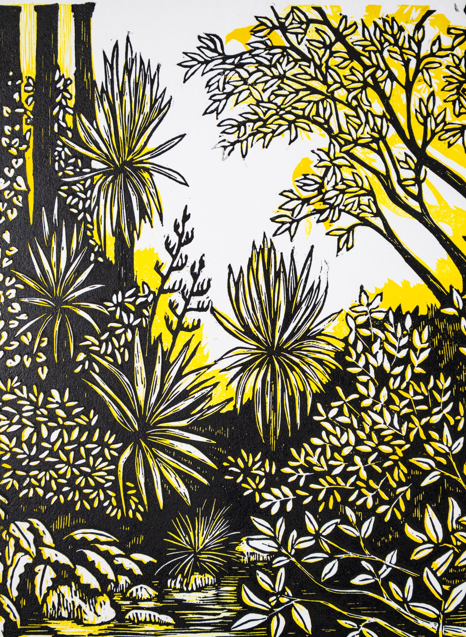Pause (Yellow) -  Wood Cut Print