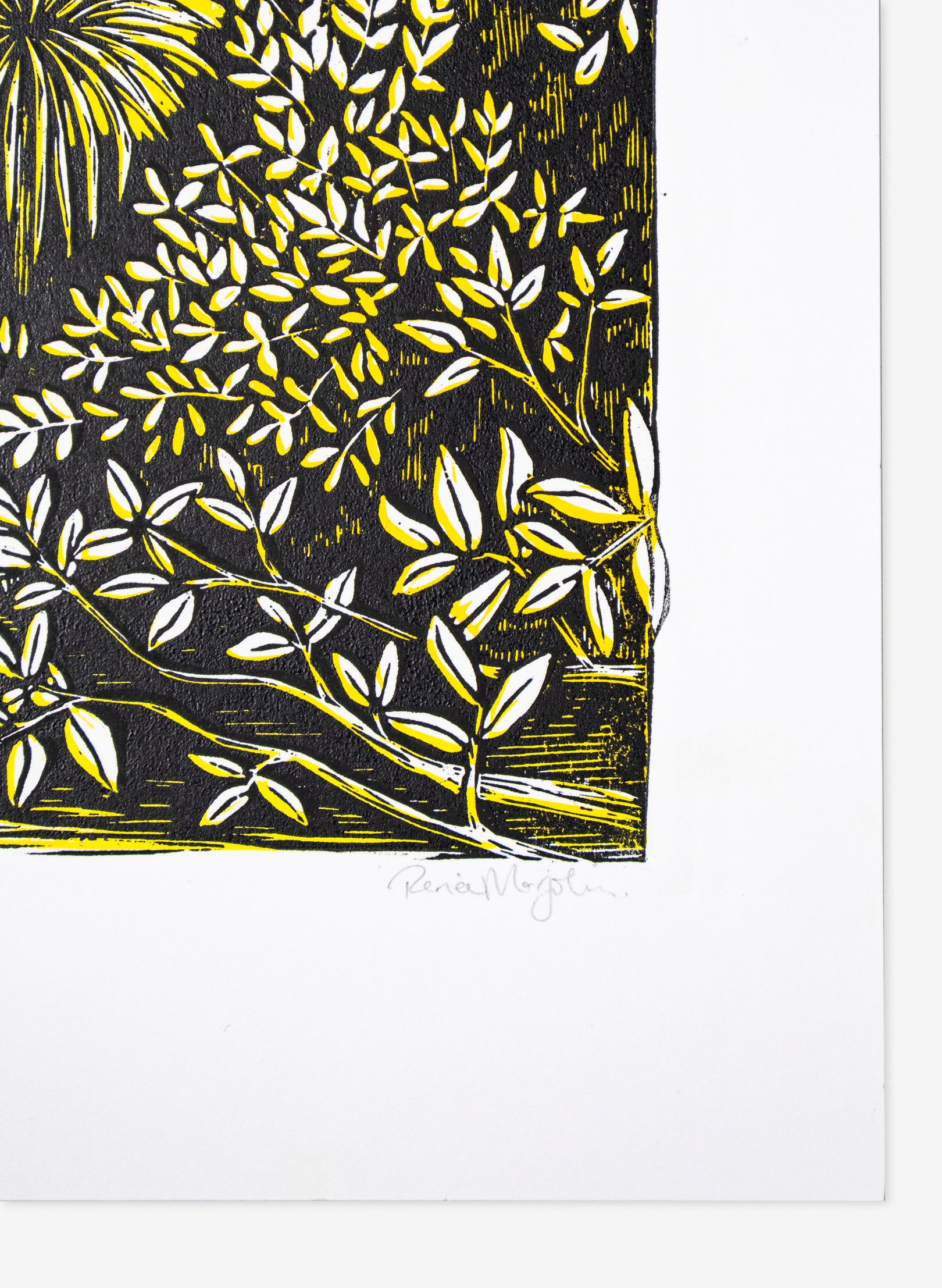 Pause (Yellow) -  Wood Cut Print