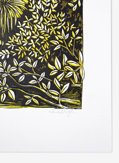 Pause (Yellow) -  Wood Cut Print