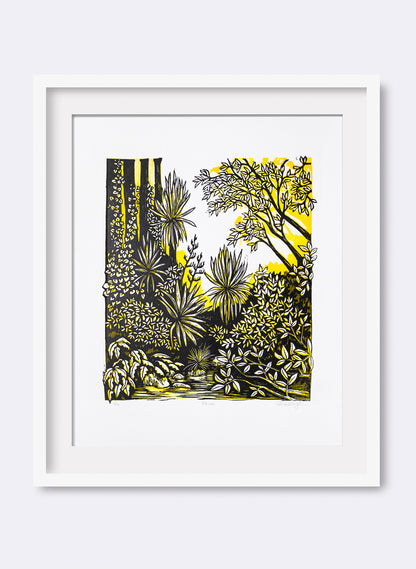 Pause (Yellow) -  Wood Cut Print