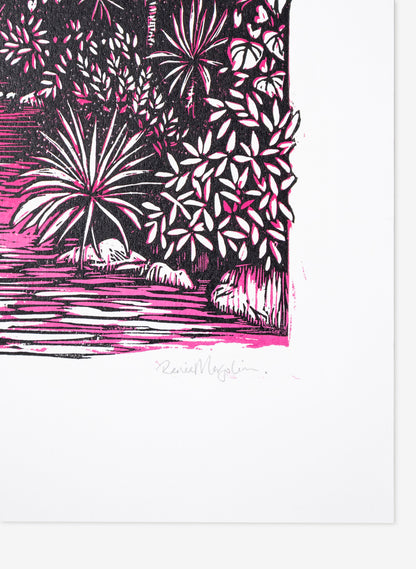 Upstream (Pink) -  Wood Cut Print