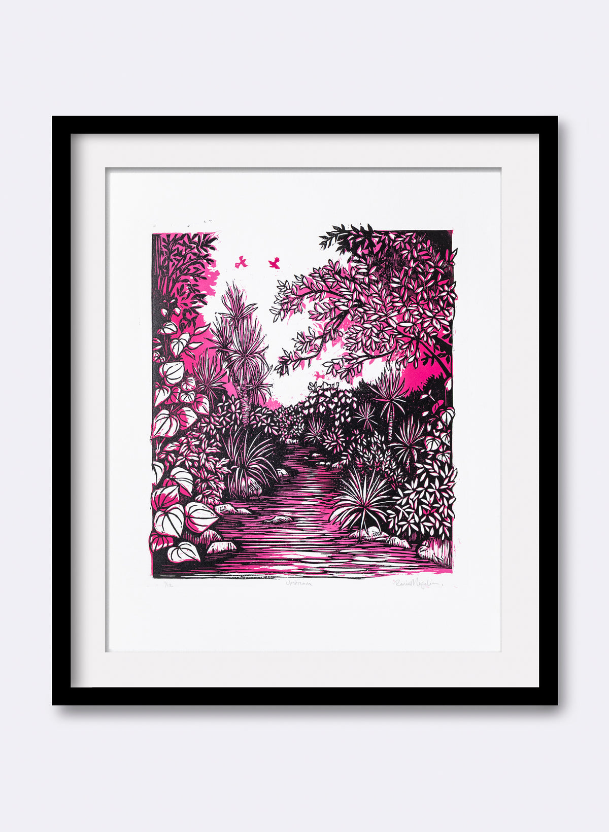 Upstream (Pink) -  Wood Cut Print