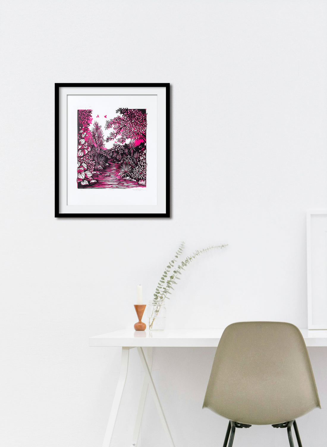 Upstream (Pink) -  Wood Cut Print