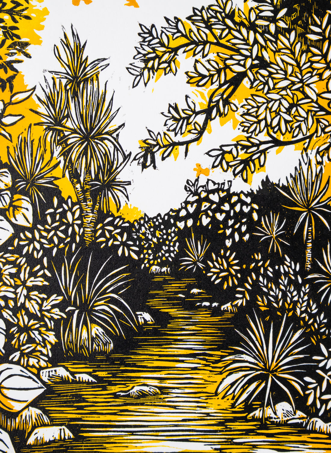 Upstream (Orange) -  Wood Cut Print
