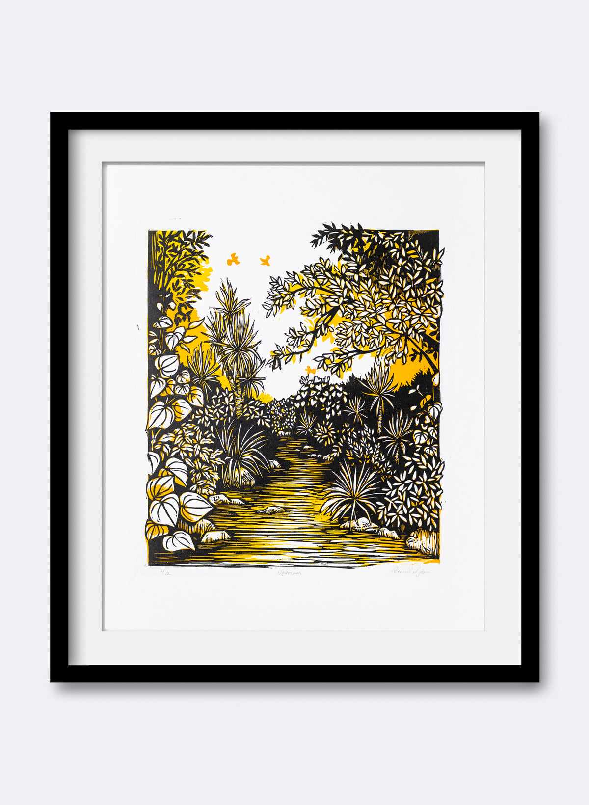 Upstream (Orange) - Wood Cut Print