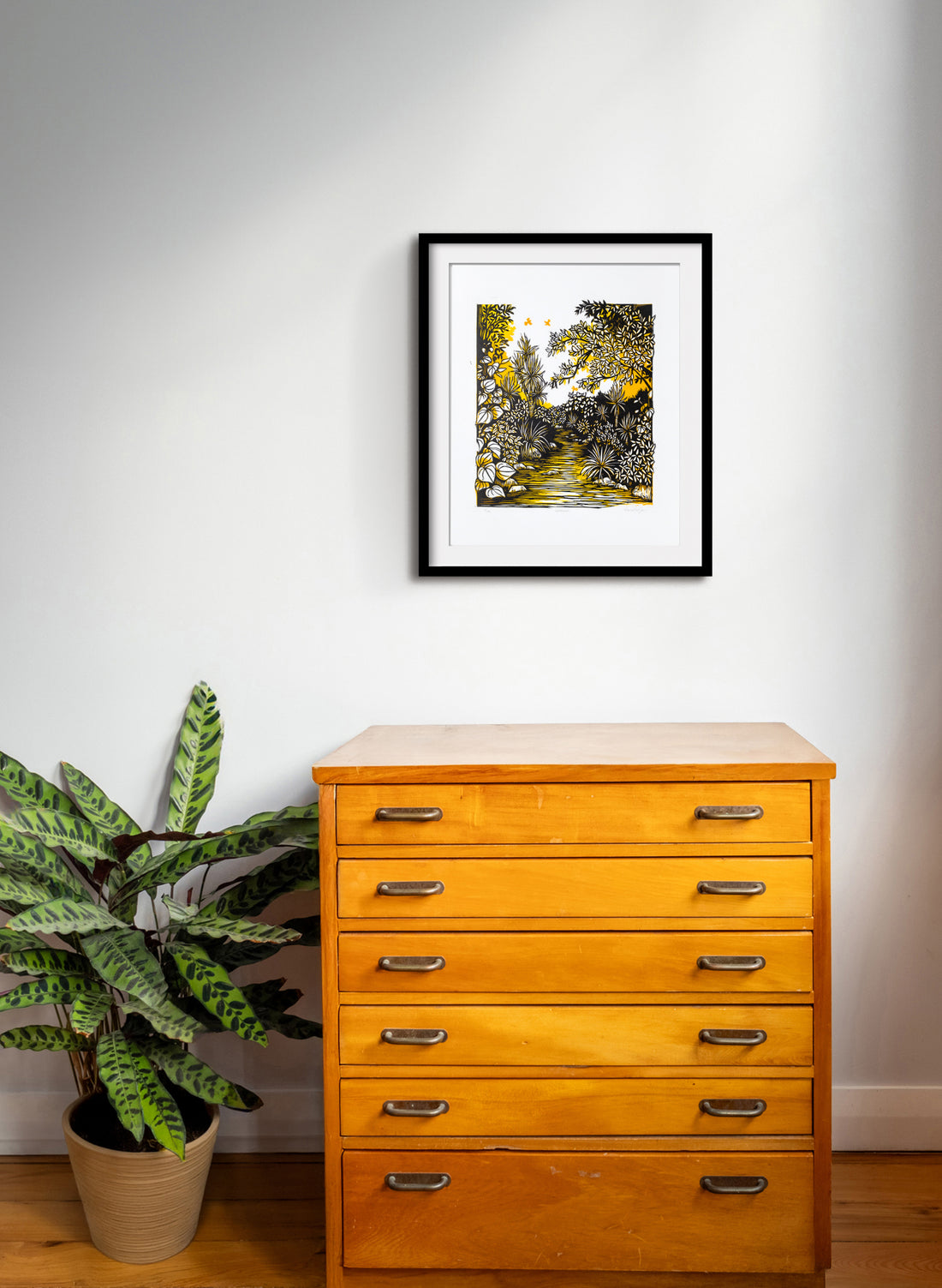Upstream (Orange) -  Wood Cut Print