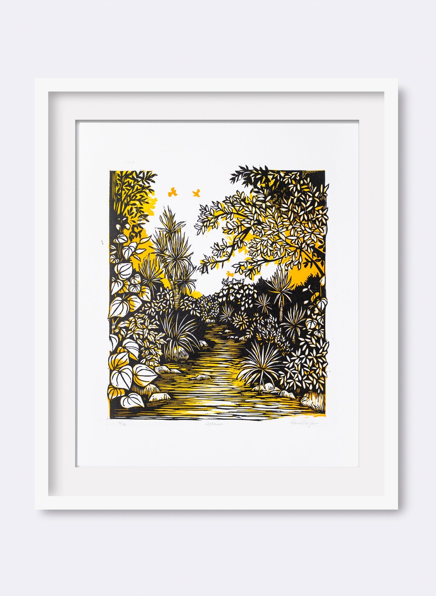 Upstream (Orange) -  Wood Cut Print