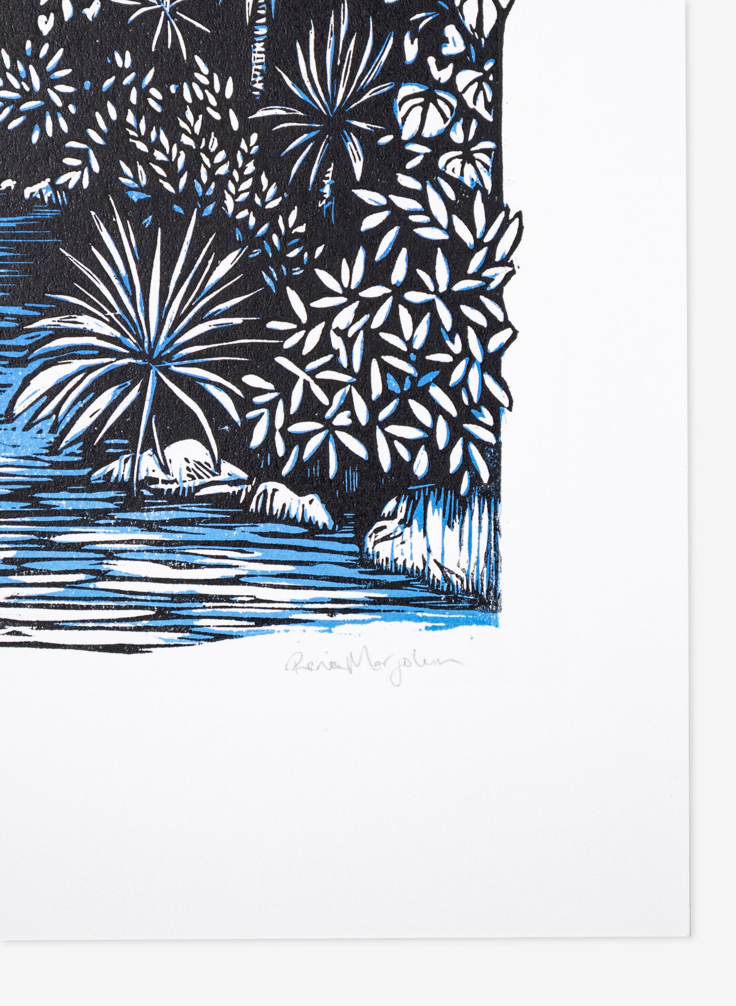 Upstream (Blue) -  Wood Cut Print
