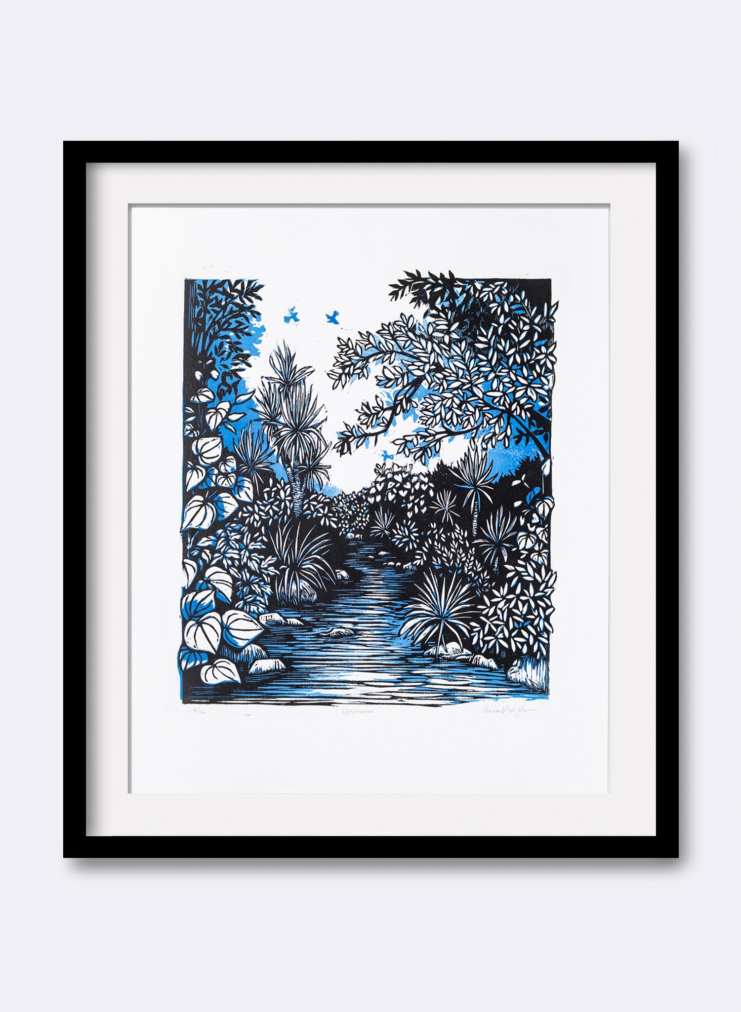 Upstream (Blue) -  Wood Cut Print