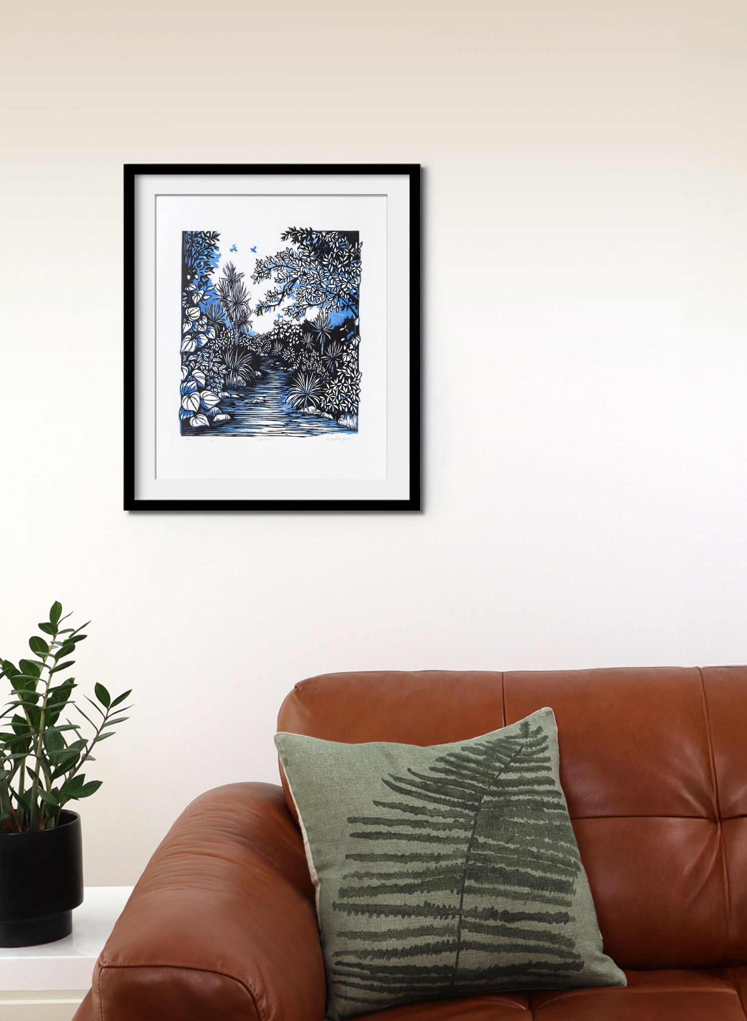 Upstream (Blue) -  Wood Cut Print
