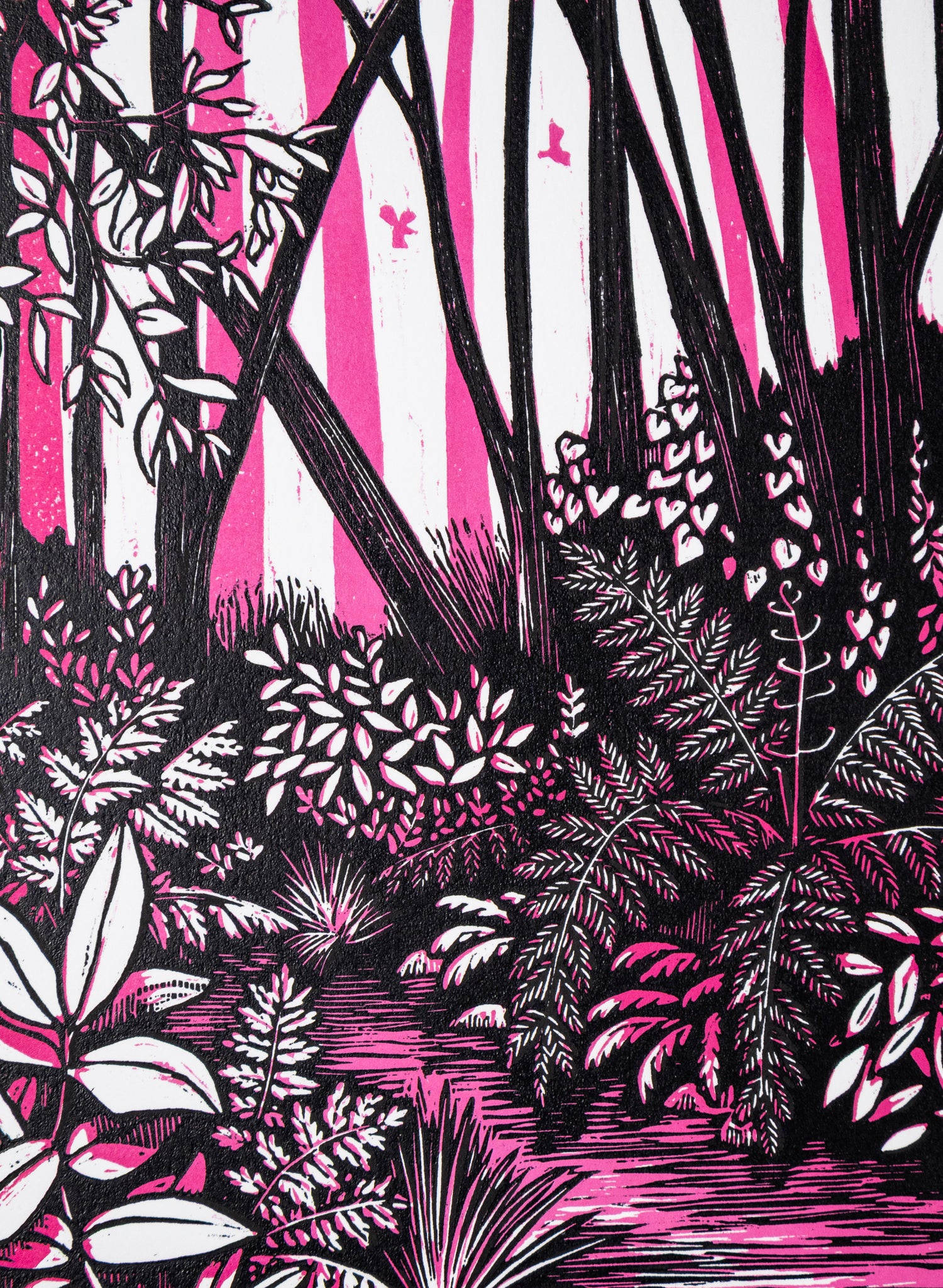 Wander (Pink) -  Wood Cut Print