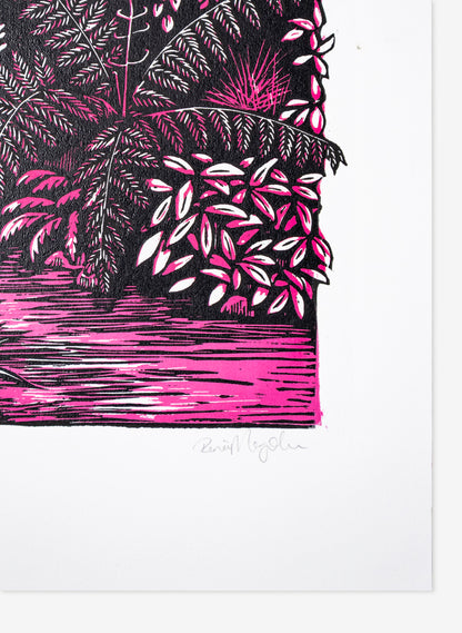Wander (Pink) -  Wood Cut Print