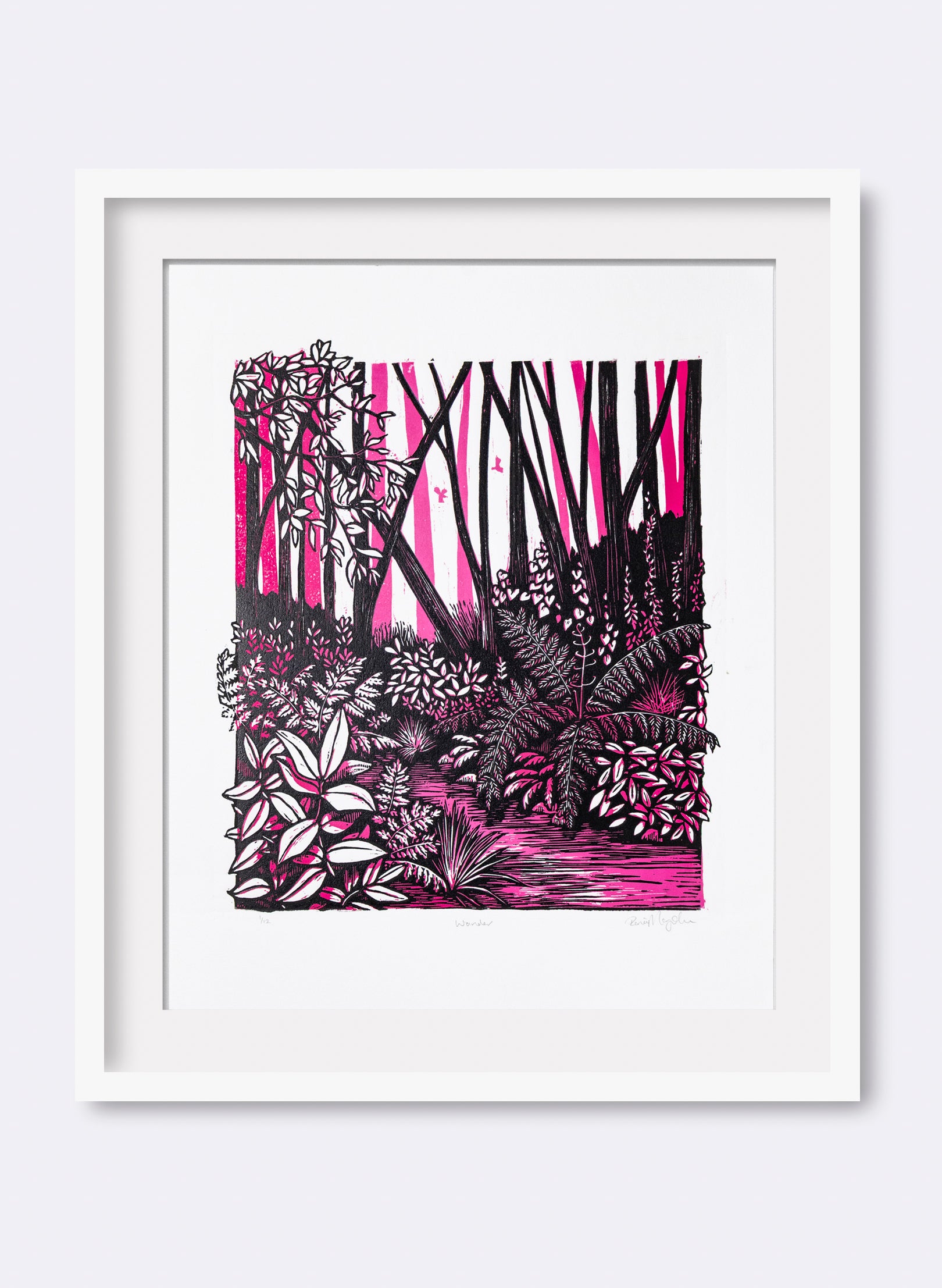 Wander (Pink) -  Wood Cut Print