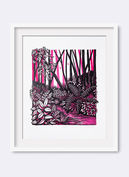Wander (Pink) -  Wood Cut Print