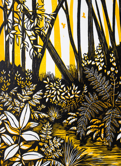 Wander (Orange) -  Wood Cut Print
