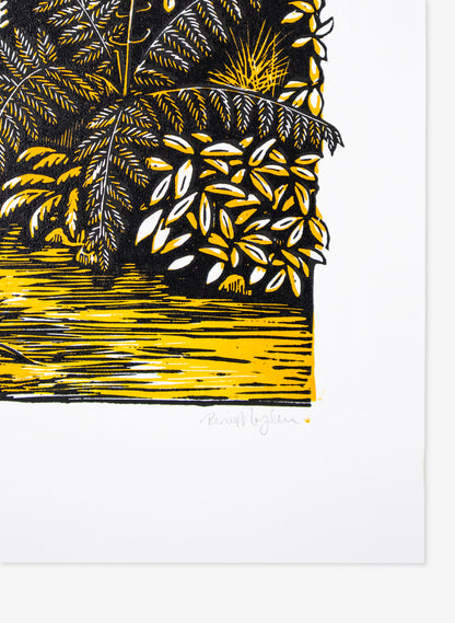 Wander (Orange) -  Wood Cut Print