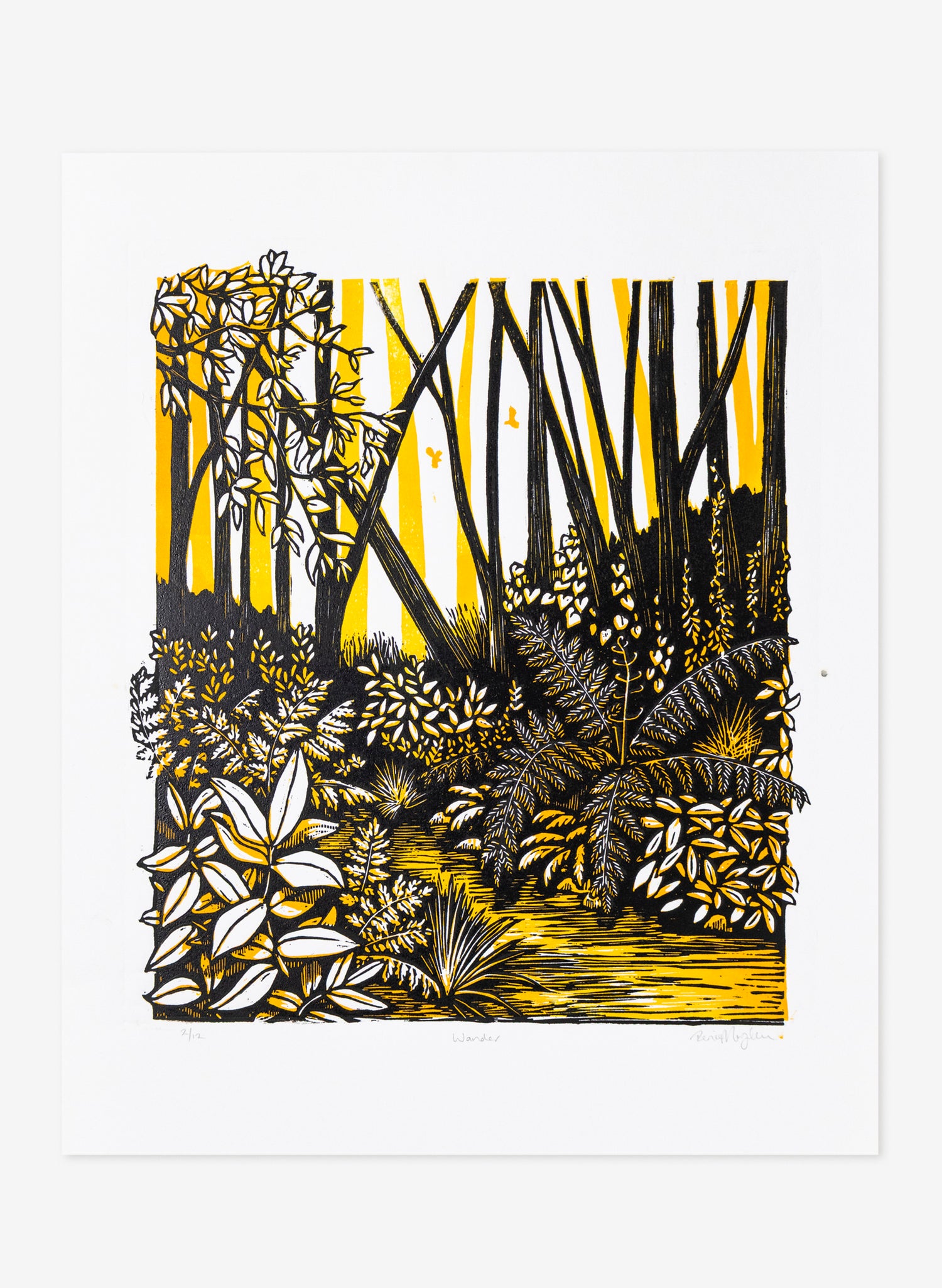 Wander (Orange) -  Wood Cut Print