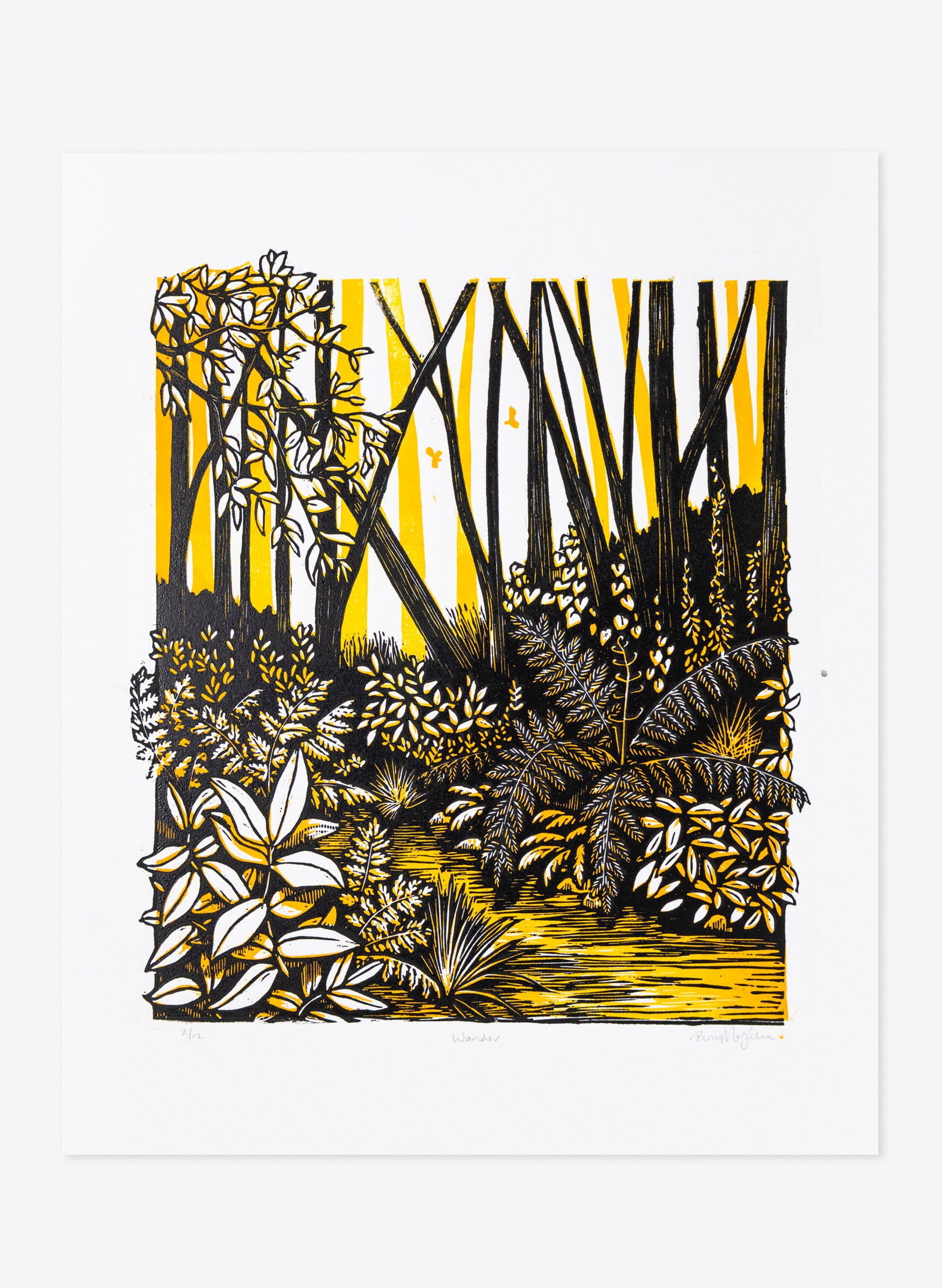 Wander (Orange) -  Wood Cut Print