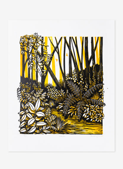 Wander (Orange) -  Wood Cut Print