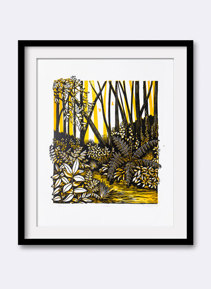 Wander (Orange) -  Wood Cut Print
