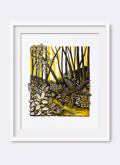 Wander (Orange) -  Wood Cut Print