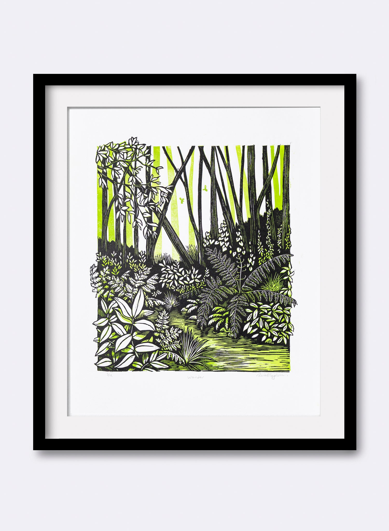 Wander (Green) -  Wood Cut Print