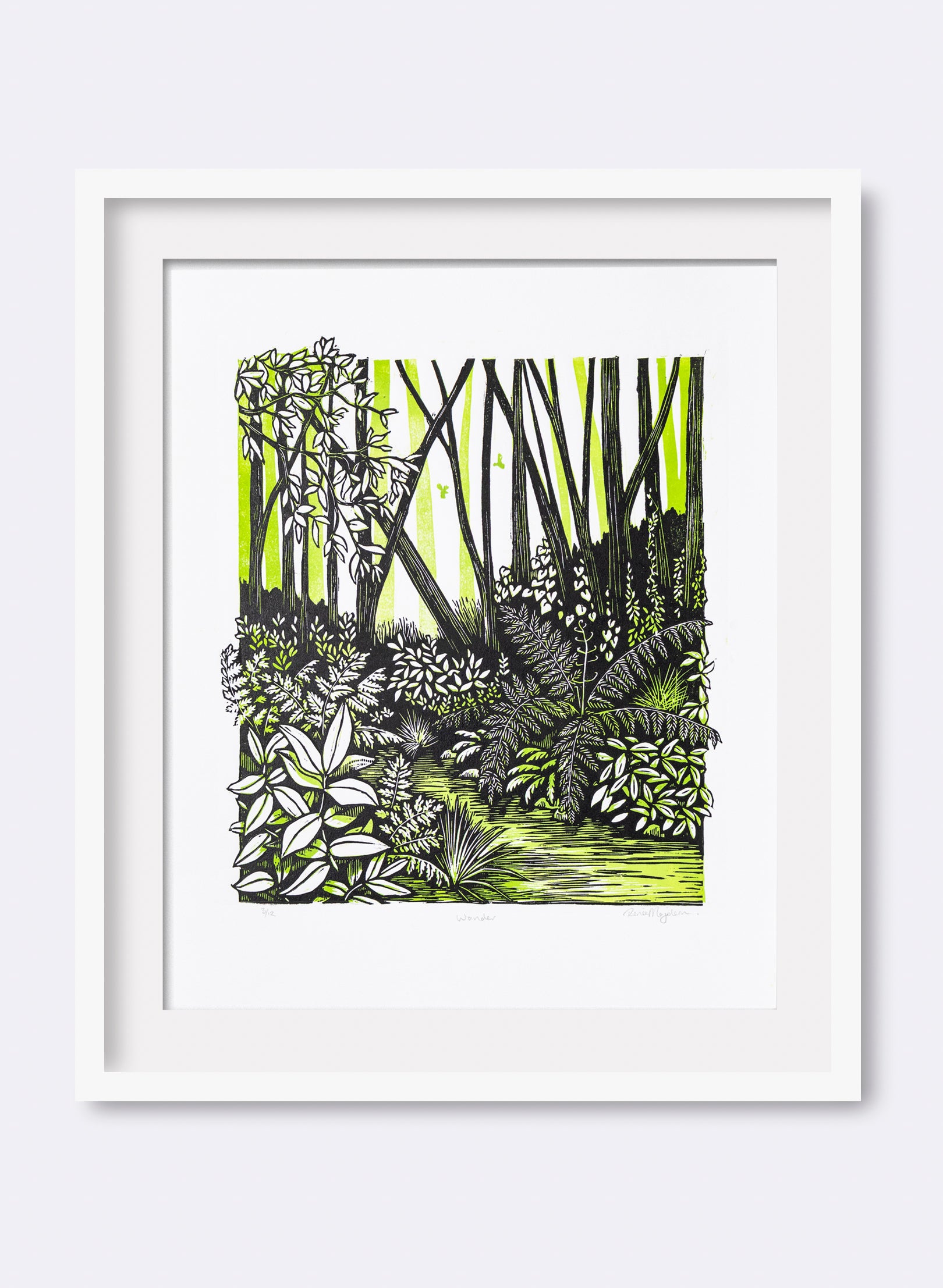 Wander (Green) -  Wood Cut Print
