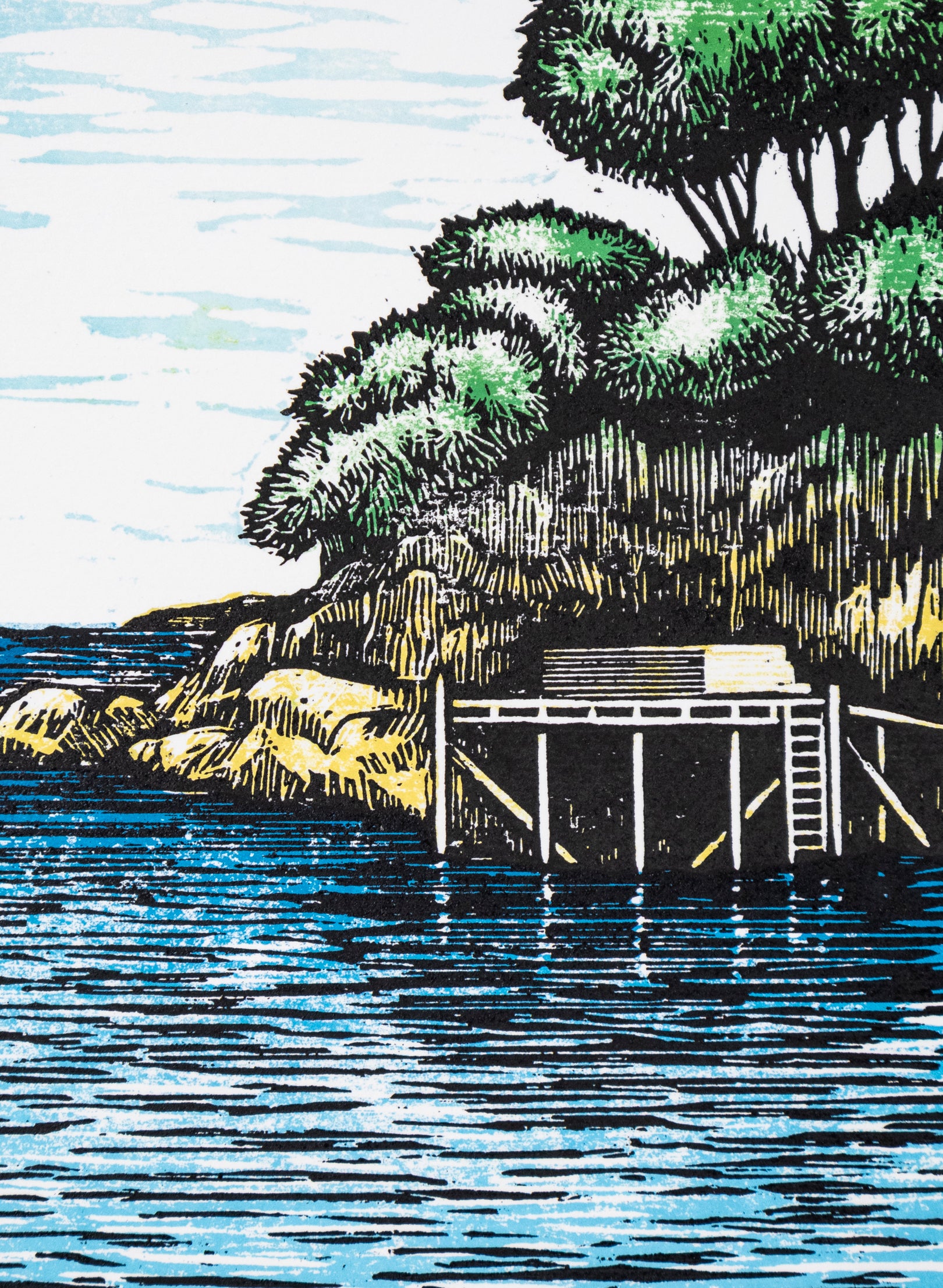 The Wharf (Colour) -  Wood Cut Print