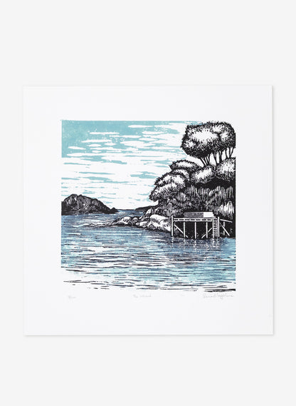 The Wharf (Blue) -  Wood Cut Print