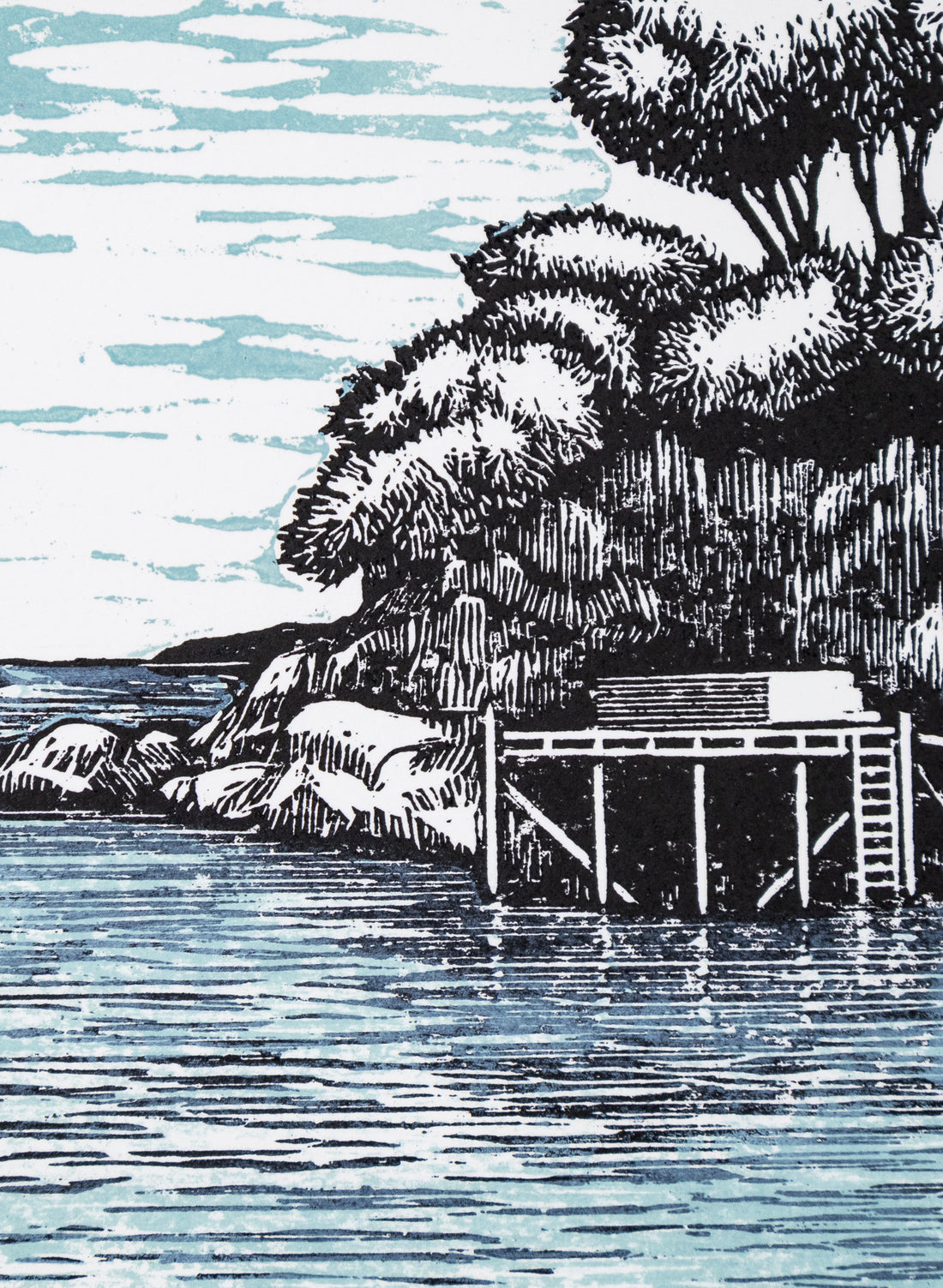 The Wharf (Blue) -  Wood Cut Print